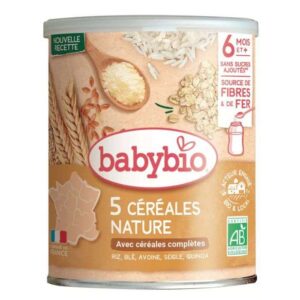 BABYBIO 5 CEREALES NATURE BLE AVOINE RIZ SEIGLE QUINOA 6 MOIS ET PLUS 220G