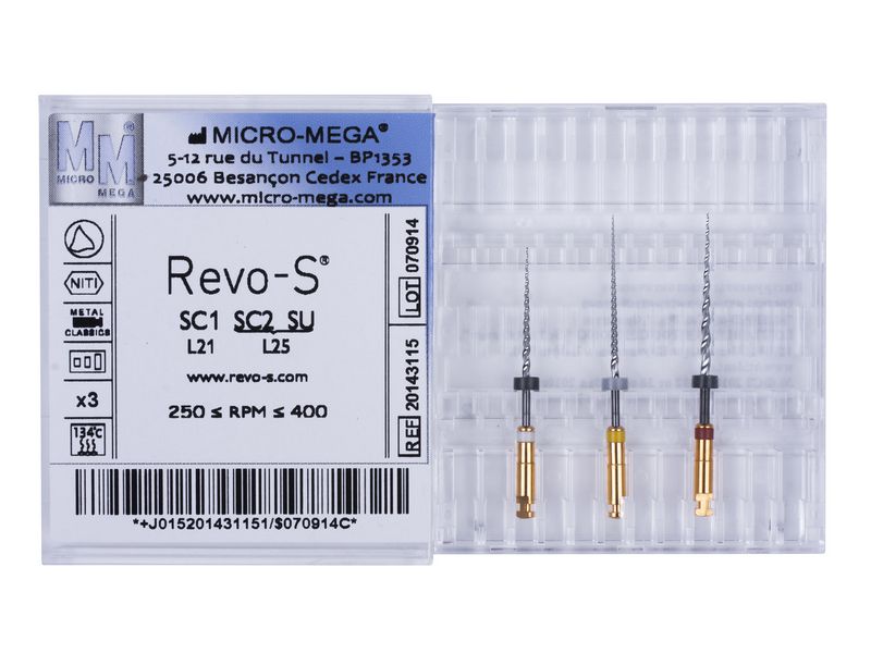 Micro-Mega - Revo-S - Plaquette de 6 Limes Endodontiques NiTi
